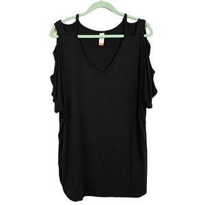 EUC - Size 2XL / XXL - Women's Open Block Shoulder Top - Rouched Sides, worn 1x